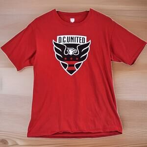 D.C. United MLS Red Men's Medium Shirt 100% Cotton #9 Rooney Soccer Fanatics Top